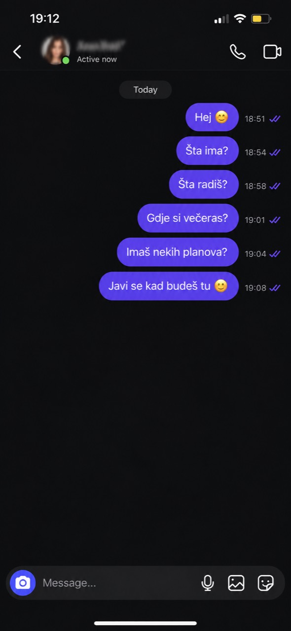 Primjer prije: niz poslanih poruka bez odgovora